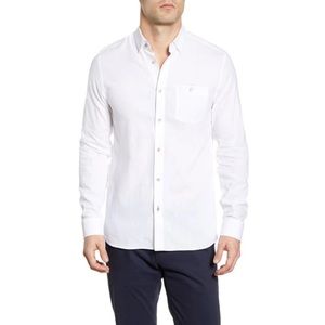 Ted Baker London White Notip Button-Up Linen Blend Shirt Size 3 New